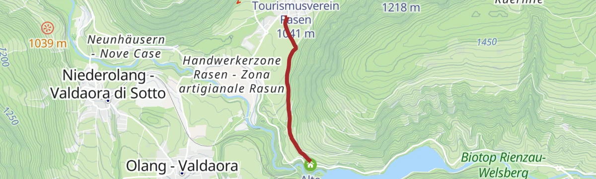 Route map: Walking to the "Goste" (Oberolang)